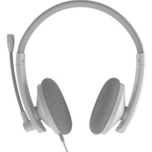 Tr HP003U | Beyaz-Gri | Telefon Kulaklığı | USB Bağlantı | Gürültü Önleyici Mikrofon