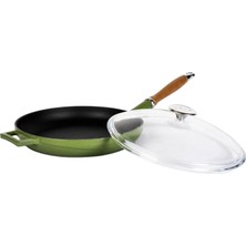 Odea Tr Döküm Kızartma Tavası Çap(Ø) 28CM. Ahşap Saplı Glaze Yeşil