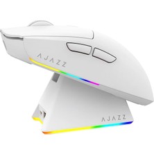 Odea Tr Ajazz AJ139 V2 Mc Mouse 3 Farklı Bağlantı Modu-Rgb Manyetik Şarj Istasyonlu-Paw 3311 SENSÖR-500 Mah Batarya-66 Gram (Beyaz)