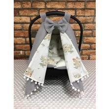 Odea Tr Ponponlu, Poplin Kumaş, Pikeli Puset Örtüsü ve Puset Minderi 2'li Set