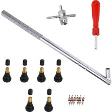 Odea Tr Lastik Valf Gövdesi Alet Çektirme ve Kurulum Seti, Sökücü ve Kurulum Seti, 6 Adet TR412 Geçmeli Valf Gövdesi, Valf Gövdesi Çekirdekli, 1 Adet Tek Kafa Lastik Valf Çekirdek Aleti, 1 Adet 4 Yollu Val