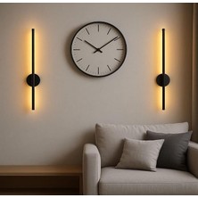 Hf Designer Modern Dekoratif LED Duvar Aplik 66 cm Günışığı Siyah 1 Adet (Pilli)