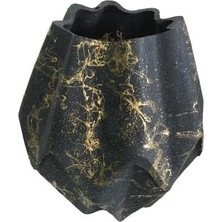 Odea Tr Burgulu Seramik Saksı (Siyah -Altın Sarısı Renk)