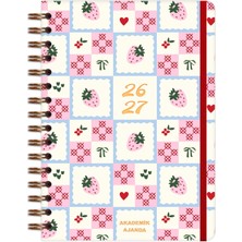Odea Tr 2026-2027 A5 Akademik Ajanda Spiralli 15X21 cm - 16 Aylık - Motivasyon Sayfalı Çilek