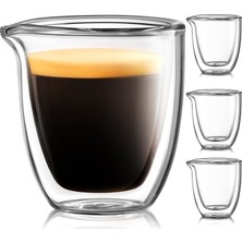Odea Tr Dökme Espresso Bardakları 4'lü Set - Cam Espresso Bardakları Bacalı Shot Bardağı 2.5 Oz - Çift Espresso Bardakları - Küçük Çift Duvarlı Şeffaf Espresso Bardakları - Expresso Kahve Fincanı - Espress