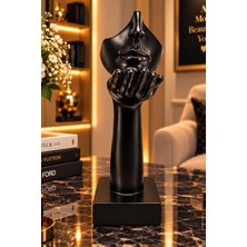 Odea Tr Siyah Yumruk El Figürü Modern Soyut Dekoratif Heykel Masaüstü Obje 5X16 cm 011-B