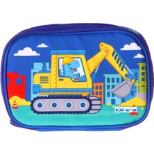 Odea Tr Kids Dinazor ve Iş Makinesi Baskılı Mavi - Sarı Erkek Çocuk Organizer Kalem Çantası - Kalemlik - L5374