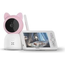 Odea Tr Bebek Kamerası 3mp | 5 Monitörlü Mobil Kontrol Ninni Hareket Algılama Gece Görüş Pembe X7202