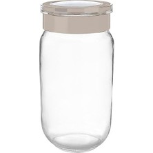 Odea Tr Cam Kavanoz, Cam Saklama Kabı, Hava Sızdırmaz Baklagil Kuruyemiş Kapları Pratik Kapaklı (1000 Ml) (2'li Krem)