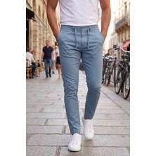 RizzUP Erkek Slim Fit Likralı Mavi Jogger Pantolon – Beli Lastikli Ipli Esnek Spor Pantolon 2700523