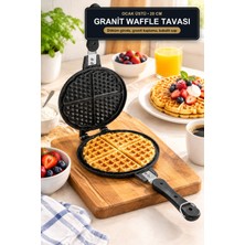 Viracasa Granit Waffle Tavası 20 cm Ocak Üstü Döküm Bakalit Saplı Yapışmaz Waffle Yerli Üretim