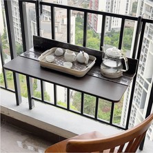 Odea Tr Ayarlanabilir Yükseklik Balkon Korkuluk Masası, Korkuluklar Için Katlanır Veranda Asma Masası, Çok Fonksiyonlu Dış Mekan Bar Masası (L80*G37CM / U31,5*G14,6)