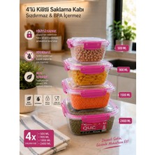 Odea Tr 4 Lü Kilitli Saklama Kabı Sızdırmaz Bpa Içermez Pembe Renk