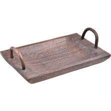 Odea Tr Bambum Dikdörtgen Kulplu Büyük Tepsi Pavlonya Ağacı 41 * 25 * 4cm