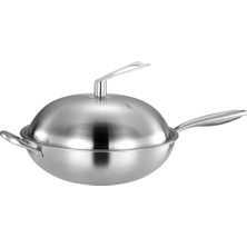 Odea Tr Gaz Indüksiyonlu Ocak Için 34CM Paslanmaz Çelik Wok Kaplanmamış