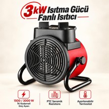 Odea Tr Fanlı Isıtıcı 3 Kw 3000 W Ptc Seramik Elektrikli Termostatlı 2 Kademeli Endüstriyel Isıtıcı Atölye Garaj