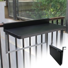 Odea Tr Ayarlanabilir Katlanabilir Dış Mekan Balkon Korkuluk Masası - Veranda, Bahçe, Sundurma Mobilya Aksesuarları Için Asma Bar Masası (Siyah, 120 * 39 Cm/47,2 * 15,4 Inç)