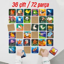 Odea Tr Ahşap Zeka Kartı Eşleştirme Oyunu 72 Parça Sevimli Hayvanlar Türkçe Kartlar