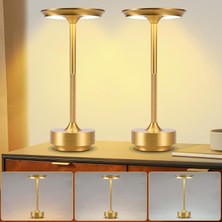 Odea Tr Gece Lambası Kablosuz Masa Lambası Pil – LED Masa Lambası Dokunmatik Kısılabilir Lamba 2'li Set USB Şarj Edilebilir Pil Masa Lambası Altın Modern Pencere Pervazı Oturma Odası Çocuk Odası Yatak