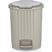 Odea Tr 12 Litre Bas Aç Kapaklı Çöp Kovası - Click Kapak Pedallı Çöp Kovası Banyo Mutfak Çöp Kovası (Latte)