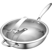Odea Tr Paslanmaz Çelik Wok Pan 34CM Gaz Indüksiyonlu Ocak Için Yapışmaz Kaplamasız