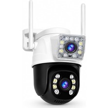 Odea Tr 6mp Dual Lens Wifi Akıllı Güvenlik Kamerası, 360° Hareketli Dış Mekan Ip Kamera, Ethernet Wifi Bağlantılı Beyaz LED Ir Gece Görüşlü Çift Yönlü Ses Insan Algılama IP66 Ev Ofis Bahçe Güvenlik Kameras