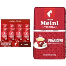 Odea Tr President Blend Öğütülmüş Filtre Kahve, 250 G x 8 Adet ve Julius Meinl President Çekirdek Kahve, Orta Kavrulmuş, Classic Aromalı, 500 G
