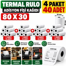 Odea Tr 80X30 Adisyon Fişi Adisyon Kağıdı Yazıcı Rulosu Termal Rulo 4 Paket 40 Adet