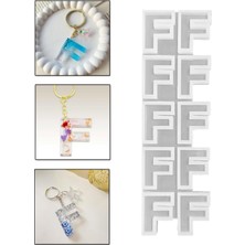 Odea Tr Epoksi Çoklu Silikon Kalıp Düz F Harfi Anahtarlık Reçine Seri Döküm Kalıbı 4 cm 10 Lu