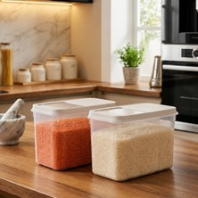 Odea Tr Sürgülü Kapaklı Şeffaf Erzak Saklama Kabı, Çok Amaçlı Mutfak Düzenleyici, Pirinç ve Bakliyat Saklama Kutusu, Plastik Kiler Organizeri