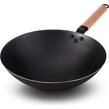 Odea Tr Demir Wok Pan Yuvarlak Alt Kaplamasız Şef Kızartma Wok Gaz Indüksiyon Için (36CM)