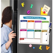 Odea Tr Dünya Magnet Hafalık Magnet Planlayıcı, Katlanabilir Silinebilir Mıknatıslı Yazı Tahtası Pano + 2 Kalem