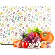Odea Tr Cam Kesme Tahtası ve Sunumluk Karışık Meyve Sebze Desenli 20X30 cm
