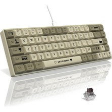 Odea Tr A.jazz AK680 65% Kablolu Hotswap Mekanik Oyun Klavyesi,68 Tuşlu Taşınabilir Anti-Ghosting Klavye,gökkuşağı Arkadan Aydınlatmalı Programlanabilir,eva Sandviç,ergonomik Tasarım,kahverengi Anahtar-Gri