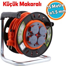 Odea Tr Küçük Makaralı Seyyar Kablo Kapaklı 4 Prizli Plastik Uzatma Kablosu 15 Metre 3x1.5 mm Cca Kablo