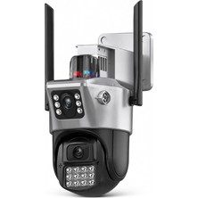 Odea Tr 6mp Dual Lens Akıllı Güvenlik Kamerası, 355° Hareketli Wifi IP66 Waterproof Dış Mekan Kamera, Gece Görüşlü Sesli Görüşme Otomatik Takip Çakarlı Alarm H.265 2.4ghz Wifi Ethernet 128GB Kart Destekli