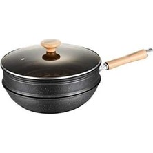 Odea Tr Dökme Demir Wok 32CM Kaplamasız Yuvarlak Tabanlı Gaz Için Kızartma