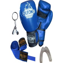 Odea Tr Blade Training Boks Eldiveni, Kick Boks ve Muay Thai, 10 Oz, Mavi, Bandaj ve Dişlik Seti