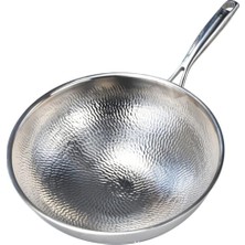 Odea Tr Yuvarlak Alt Wok Kaplanmamış Karbon Çelik Pan Gaz Sobası Asya Pişirme Için (32CM)