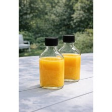 Odea Tr 2 Adet 200 ml Şeffaf Cold Brew Sızdırmaz Siyah Plastik Kapaklı Yassı Boş Cam Şişe