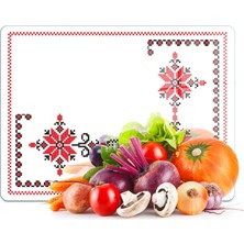 Odea Tr Cam Kesme Tahtası ve Sunumluk Kanaviçe Desenli 20 x 30 cm