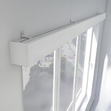 Odea Tr Bu Entegre Perde Kutusu Parça Karartma Ağır Hizmet Tipi Tek Perde Ray Sürgülü Perde Perdesi, Çubuk Yollukları Uç Kapakları Braketi (Beyaz-B, 180 Cm/5,9 Ft(2 * 90 Cm))
