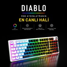 Odea Tr Diablo Rgb Mekanik Oyuncu Klavyesi Red Switch 97 Tuş Full Anti-Ghosting Tr Q Türkçe Numpad Ses Kontrol Tekerleği (Beyaz-Siyah)