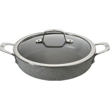 Odea Tr Salina Alüminyum Servis Tavası, 2 Saplı + Cam Kapaklı, 28 Cm, Yapışmaz Kaplama, Tüm Ocak Türleri Için