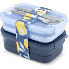 Odea Tr 2'li Paket Öğle Yemeği Yığını Plastik Gıda Saklama Kabı, Hava Geçirmez, Sızdırmaz Kilitlemeli Plastik Kapaklar ve Silikon Taban, Bpa Içermez, Derin Dondurucu, Mikrodalga Fırın ve Bulaşık