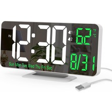 Odea Tr Yatak Odası Için Çalar Saat, 6,7 Inç LED Masa Saati, Aynalı Saat, Oturma Odası Için Saniye Göstergeli Çift Çalar Saat, Tarih, Hafta, 12/24 Saat Modu, Kısma Fonksiyonu, Sıcaklık Göstergesi
