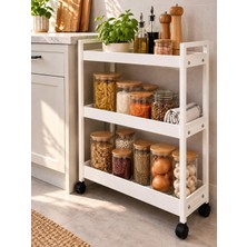 Odea Tr 3 Katlı Tekerlekli Çelik Raf Ünitesi, Servis Arabası 20X55X75CM