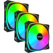Odea Tr AX120 Pro Argb Pwm 120MM Fan 3'lü Paket, Üst Düzey, 360° Argb Aydınlatma, Tüfek Tipi Yatak, Sessiz Düşük Gürültü, 600–1600 Rpm, Fan Göbeği Dahil, Siyah Renk