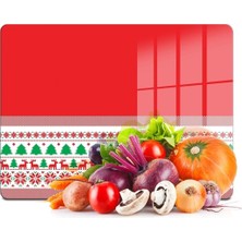 Odea Tr Cam Kesme Tahtası Kırmızı Ekose Dokuma Yılbaşı Desenli 20X30 cm
