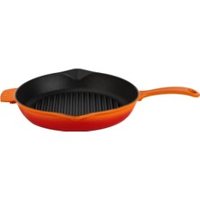Odea Tr Döküm Yuvarlak Izgara Tava Döküm Demir Yekpare Saplı ÇAP(Ø)28CM. Turuncu